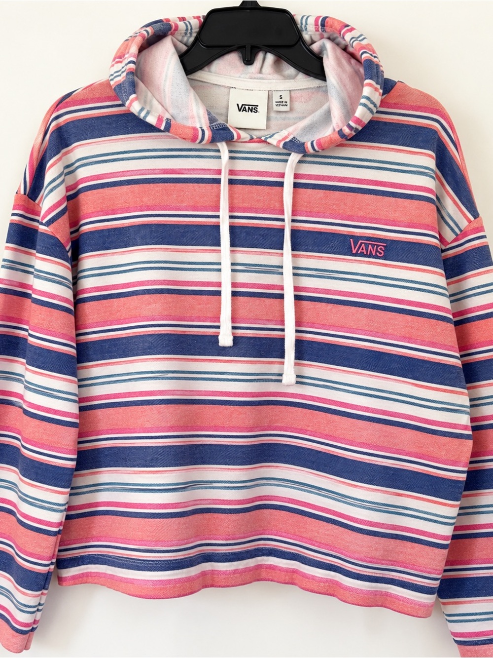 Vans Striped Pullover Hoodie Pink Blue White Size Small